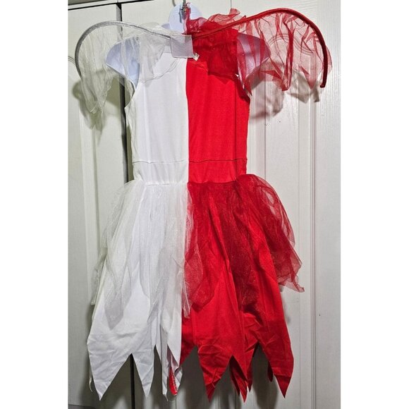 Naughty and Nice Costume Devil Angel Dress Halo Horns Headband Wings Halloween L - Picture 5 of 6